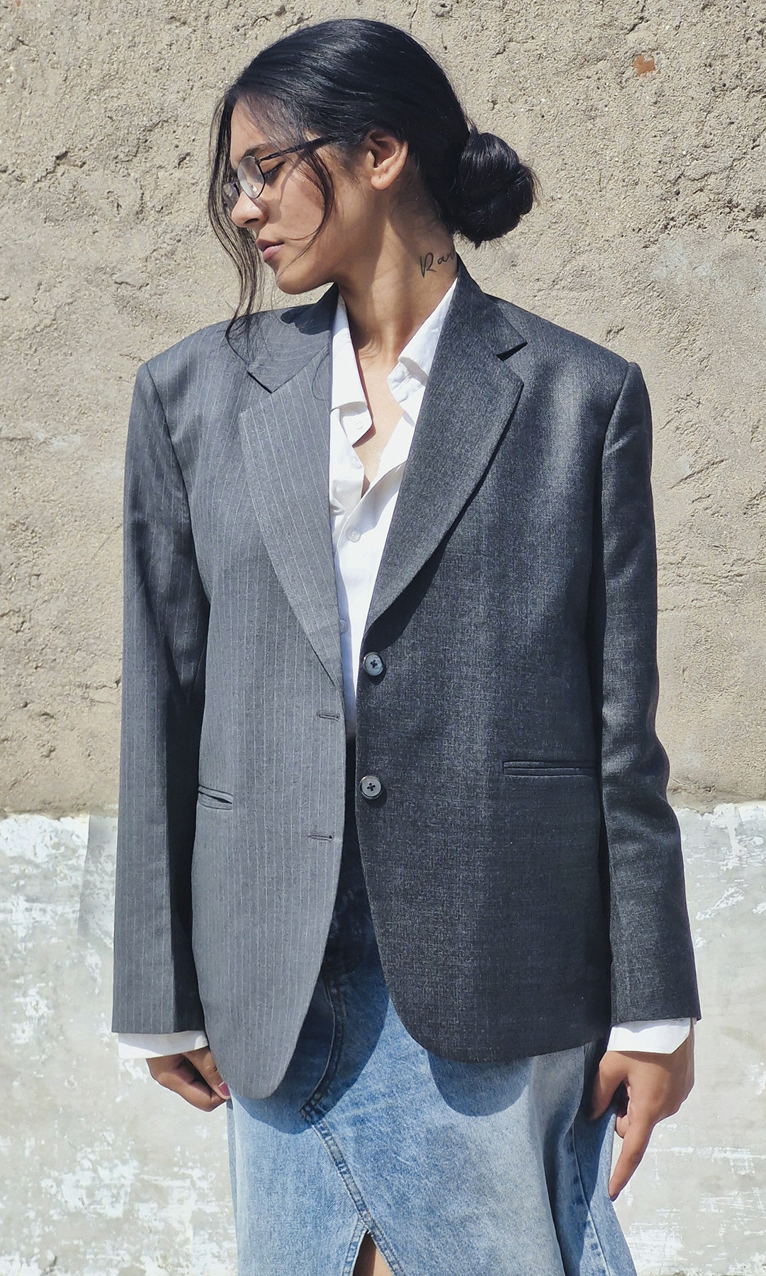 Berenice Elegant Blazer - Ash Grey Luxe