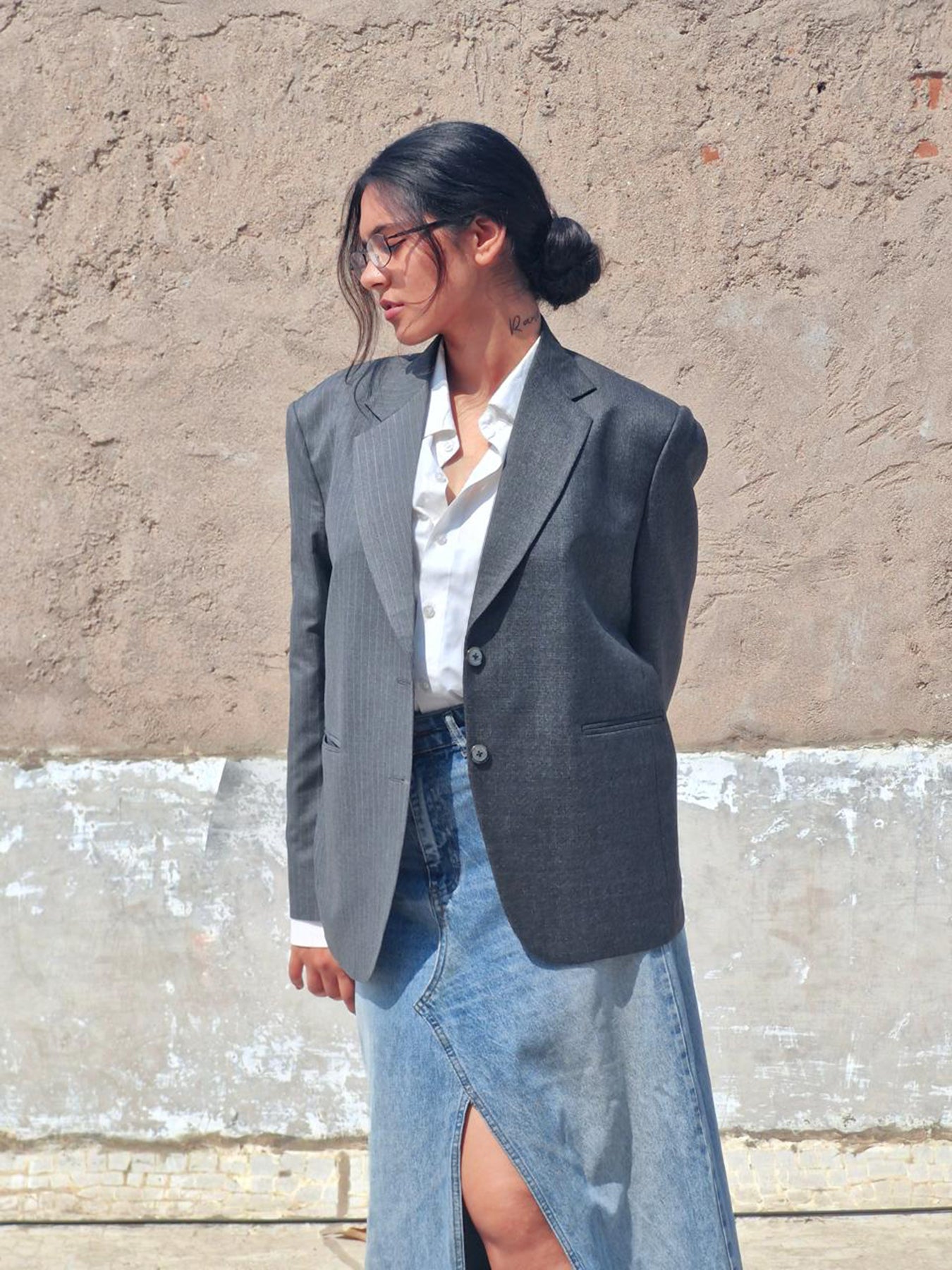 Berenice Elegant Blazer - Ash Grey Luxe