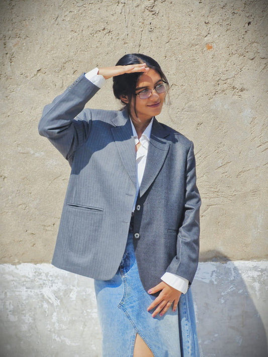 Berenice Elegant Blazer - Ash Grey Luxe